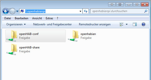 Openhabian im Explorer öffnen